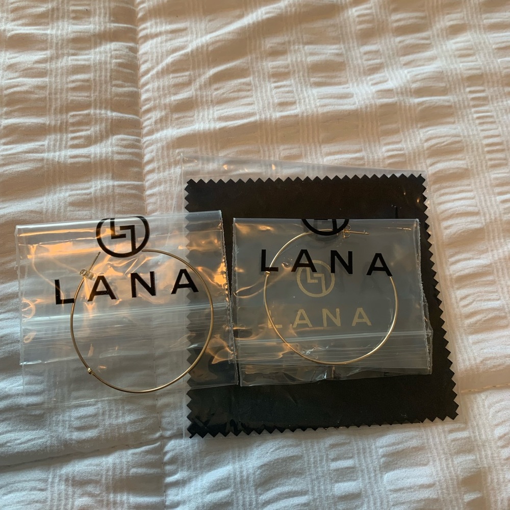 14K Gold Lana Hoops with Diamond Stud in the Center!